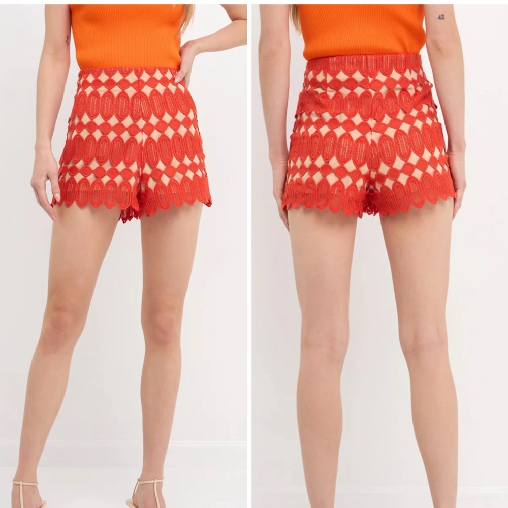 English Factory Orange Lace Shorts Size XS